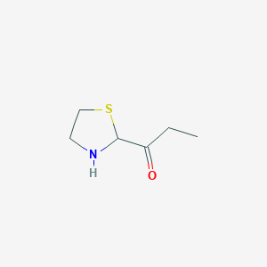 molecular formula C6H11NOS B12898502 1-(1,3-Thiazolidin-2-yl)propan-1-one CAS No. 113111-16-3