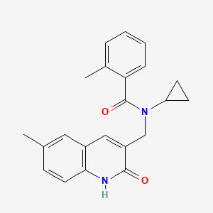 molecular formula C22H22N2O2 B12898514 N-Cyclopropyl-2-methyl-N-((6-methyl-2-oxo-1,2-dihydroquinolin-3-yl)methyl)benzamide CAS No. 606095-14-1