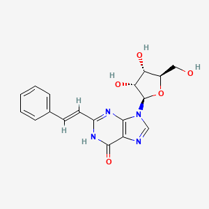 molecular formula C18H18N4O5 B12898565 (2R,3R,4S,5R)-2-(6-Hydroxy-2-(styryl)-9H-purin-9-yl)-5-(hydroxymethyl)tetrahydrofuran-3,4-diol 