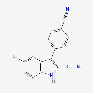 molecular formula C16H8ClN3 B12898613 5-Chloro-3-(4-cyanophenyl)-1H-indole-2-carbonitrile CAS No. 62039-82-1