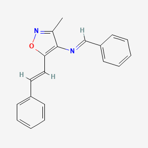 molecular formula C19H16N2O B12898675 N-Benzylidene-3-methyl-5-(styryl)isoxazol-4-amine 