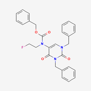 molecular formula C28H26FN3O4 B12898775 Carbamic acid,(2-fluoroethyl)[1,2,3,4-tetrahydro-2,4-dioxo-1,3-bis(phenylmethyl)-5-pyrimidinyl]-,phenylmethyl ester (9CI) CAS No. 16869-85-5