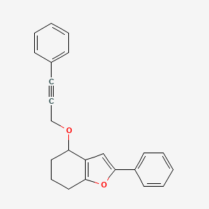 molecular formula C23H20O2 B12898803 Benzofuran, 4,5,6,7-tetrahydro-2-phenyl-4-[(3-phenyl-2-propynyl)oxy]- CAS No. 771477-54-4