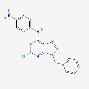 molecular formula C18H15ClN6 B12898861 1,4-Benzenediamine, N-(2-chloro-9-(phenylmethyl)-9H-purin-6-yl)- CAS No. 125802-55-3