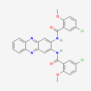 molecular formula C28H20Cl2N4O4 B12898914 N,N'-(Phenazine-2,3-diyl)bis(5-chloro-2-methoxybenzamide) CAS No. 108112-57-8