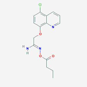 molecular formula C15H16ClN3O3 B12898990 N-(Butyryloxy)-2-((5-chloroquinolin-8-yl)oxy)acetimidamide 