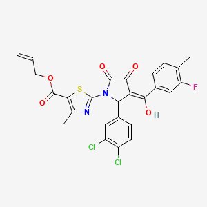 molecular formula C26H19Cl2FN2O5S B12899051 Allyl 2-(2-(3,4-dichlorophenyl)-3-(3-fluoro-4-methylbenzoyl)-4-hydroxy-5-oxo-2,5-dihydro-1H-pyrrol-1-yl)-4-methylthiazole-5-carboxylate CAS No. 617697-28-6