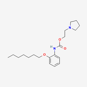 molecular formula C20H32N2O3 B12899206 Carbamic acid, [2-(heptyloxy)phenyl]-, 2-(1-pyrrolidinyl)ethyl ester CAS No. 69853-03-8