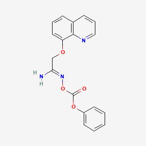 molecular formula C18H15N3O4 B12899312 N-((Phenoxycarbonyl)oxy)-2-(quinolin-8-yloxy)acetimidamide 