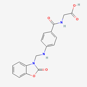 molecular formula C17H15N3O5 B12899575 N-(4-{[(2-Oxo-1,3-benzoxazol-3(2H)-yl)methyl]amino}benzoyl)glycine CAS No. 67726-11-8