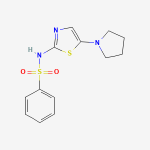 molecular formula C13H15N3O2S2 B12899606 Benzenesulfonamide, N-[5-(1-pyrrolidinyl)-2-thiazolyl]- CAS No. 828920-91-8