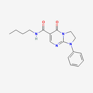 molecular formula C17H20N4O2 B12899681 Imidazo(1,2-a)pyrimidine-6-carboxamide, 1,2,3,5-tetrahydro-N-butyl-5-oxo-1-phenyl- CAS No. 141234-25-5