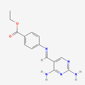 molecular formula C14H15N5O2 B12899771 Ethyl 4-[(2,4-diaminopyrimidin-5-yl)methylideneamino]benzoate CAS No. 20781-07-1