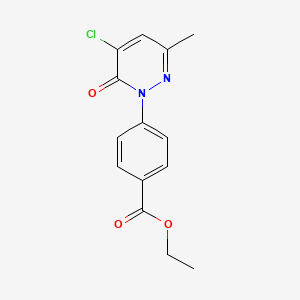 molecular formula C14H13ClN2O3 B12899989 Ethyl 4-(5-chloro-3-methyl-6-oxo-1(6H)-pyridazinyl)benzoate CAS No. 6296-88-4