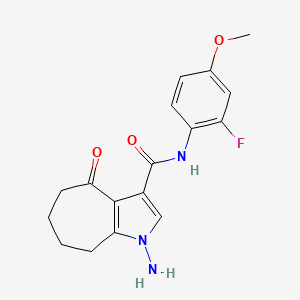molecular formula C17H18FN3O3 B12900129 1-Amino-N-(2-fluoro-4-methoxyphenyl)-4-oxo-1,4,5,6,7,8-hexahydrocyclohepta[b]pyrrole-3-carboxamide CAS No. 380365-95-7