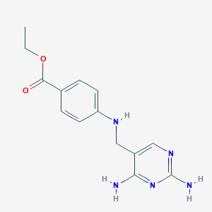 molecular formula C14H17N5O2 B12900212 Ethyl 4-{[(2,4-diaminopyrimidin-5-yl)methyl]amino}benzoate CAS No. 20781-08-2