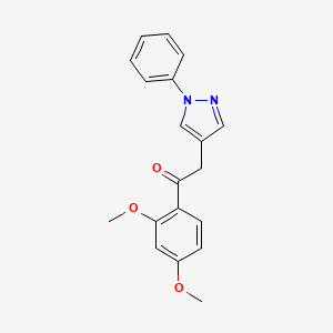 molecular formula C19H18N2O3 B12900227 Ethanone, 1-(2,4-dimethoxyphenyl)-2-(1-phenyl-1H-pyrazol-4-yl)- CAS No. 61034-02-4
