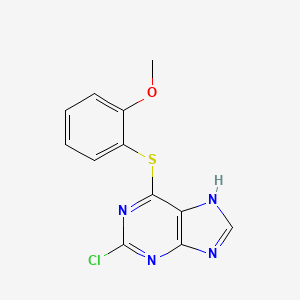 molecular formula C12H9ClN4OS B12900233 2-chloro-6-(2-methoxyphenyl)sulfanyl-7H-purine CAS No. 646510-26-1