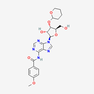 molecular formula C23H27N5O7 B12900267 N-(9-((2R,3R,4S,5R)-3-Hydroxy-5-(hydroxymethyl)-4-((tetrahydro-2H-pyran-2-yl)oxy)tetrahydrofuran-2-yl)-9H-purin-6-yl)-4-methoxybenzamide 