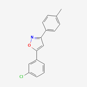 molecular formula C16H12ClNO B12900285 Isoxazole, 5-(3-chlorophenyl)-3-(4-methylphenyl)- CAS No. 76112-08-8