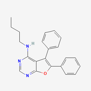 molecular formula C22H21N3O B12900291 Furo[2,3-d]pyrimidin-4-amine, N-butyl-5,6-diphenyl- CAS No. 106561-46-0