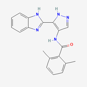 molecular formula C19H17N5O B12900294 N-[3-(2H-Benzimidazol-2-ylidene)-2,3-dihydro-1H-pyrazol-4-yl]-2,6-dimethylbenzamide CAS No. 825616-51-1