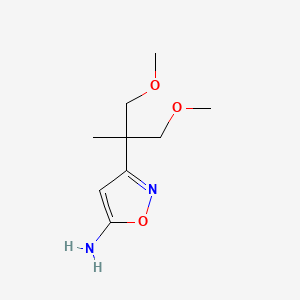molecular formula C9H16N2O3 B12900346 3-(1,3-Dimethoxy-2-methylpropan-2-yl)-1,2-oxazol-5-amine CAS No. 89151-77-9