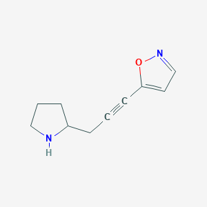 molecular formula C10H12N2O B12900419 Isoxazole, 5-[3-(2-pyrrolidinyl)-1-propynyl]- CAS No. 651314-73-7