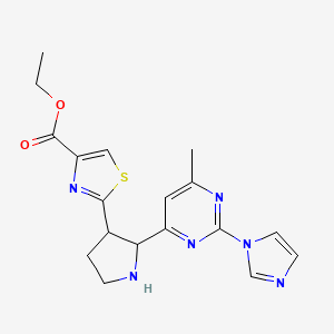 molecular formula C18H20N6O2S B12900430 Ethyl 2-(2-(2-(1H-imidazol-1-YL)-6-methylpyrimidin-4-YL)pyrrolidin-3-YL)thiazole-4-carboxylate CAS No. 888314-80-5