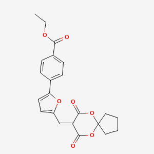molecular formula C22H20O7 B12900443 Ethyl 4-(5-((7,9-dioxo-6,10-dioxaspiro[4.5]decan-8-ylidene)methyl)furan-2-yl)benzoate CAS No. 6440-35-3