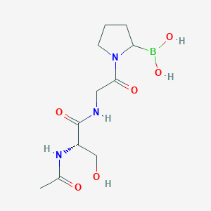 molecular formula C11H20BN3O6 B12900483 N~2~-Acetyl-N-[2-(2-boronopyrrolidin-1-yl)-2-oxoethyl]-L-serinamide CAS No. 915283-85-1