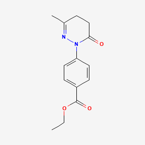 molecular formula C14H16N2O3 B12900509 Ethyl 4-(3-methyl-6-oxo-5,6-dihydropyridazin-1(4h)-yl)benzoate CAS No. 5446-14-0