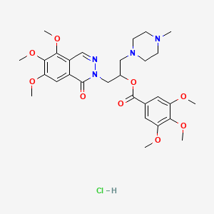 molecular formula C29H39ClN4O9 B12900550 Benzoic acid, 3,4,5-trimethoxy-, 1-((4-methyl-1-piperazinyl)methyl)-2-(5,6,7-trimethoxy-1-oxo-2(1H)-phthalazinyl)ethyl ester, hydrochloride CAS No. 38952-87-3