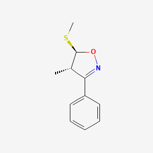 molecular formula C11H13NOS B12900586 Trans-4-methyl-5-(methylthio)-3-phenyl-4,5-dihydroisoxazole 