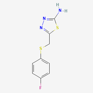 molecular formula C9H8FN3S2 B12900629 5-{[(4-Fluorophenyl)sulfanyl]methyl}-1,3,4-thiadiazol-2-amine CAS No. 88743-04-8