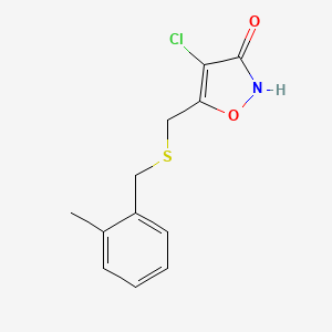 molecular formula C12H12ClNO2S B12900643 4-Chloro-5-({[(2-methylphenyl)methyl]sulfanyl}methyl)-1,2-oxazol-3(2H)-one CAS No. 89661-06-3