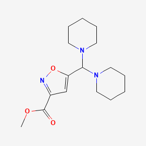 molecular formula C16H25N3O3 B12900718 Methyl 5-[di(piperidin-1-yl)methyl]-1,2-oxazole-3-carboxylate CAS No. 22685-42-3