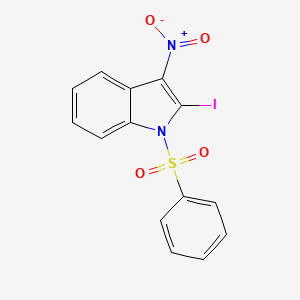 molecular formula C14H9IN2O4S B12900723 1-(Benzenesulfonyl)-2-iodo-3-nitro-1H-indole CAS No. 927807-86-1