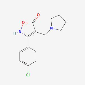molecular formula C14H15ClN2O2 B12900778 5(2H)-Isoxazolone, 3-(4-chlorophenyl)-4-(1-pyrrolidinylmethyl)- CAS No. 61194-94-3