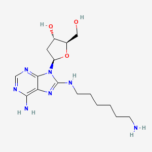 molecular formula C16H27N7O3 B12900797 8-[(6-Aminohexyl)amino]-2'-deoxyadenosine CAS No. 568579-34-0