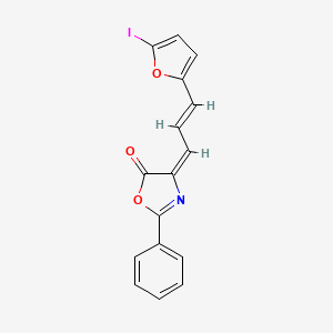 molecular formula C16H10INO3 B12900799 4-(3-(5-Iodofuran-2-yl)allylidene)-2-phenyloxazol-5(4H)-one 