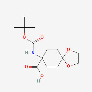 molecular formula C14H23NO6 B1290096 8-(Boc-amino)-1,4-dioxaspiro[4.5]decane-8-carboxylic Acid CAS No. 886362-27-2