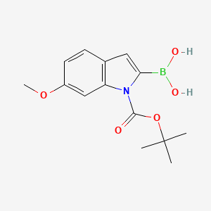 molecular formula C14H18BNO5 B1290101 (1-(tert-Butoxycarbonyl)-6-methoxy-1H-indol-2-yl)boronic acid CAS No. 850568-65-9