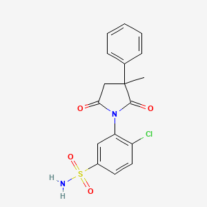 molecular formula C17H15ClN2O4S B12901102 4-Chloro-3-(2,5-dioxo-3-methyl-3-phenyl-1-pyrrolidinyl)benzenesulfonamide CAS No. 30279-22-2