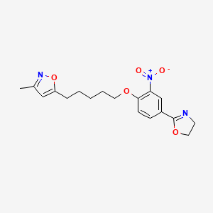 molecular formula C18H21N3O5 B12901420 Isoxazole, 5-(5-(4-(4,5-dihydro-2-oxazolyl)-2-nitrophenoxy)pentyl)-3-methyl- CAS No. 105639-10-9