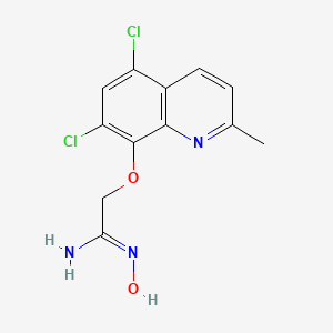 molecular formula C12H11Cl2N3O2 B12901590 2-(5,7-dichloro-2-methylquinolin-8-yl)oxy-N'-hydroxyethanimidamide 