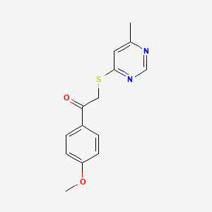 molecular formula C14H14N2O2S B12901702 Ethanone, 1-(4-methoxyphenyl)-2-[(6-methyl-4-pyrimidinyl)thio]- CAS No. 89991-25-3