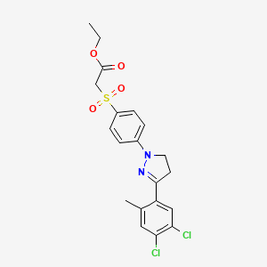 molecular formula C20H20Cl2N2O4S B12902073 Ethyl 2-((4-(3-(4,5-dichloro-2-methylphenyl)-4,5-dihydro-1H-pyrazol-1-yl)phenyl)sulfonyl)acetate 