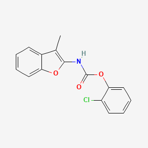 molecular formula C16H12ClNO3 B12902242 Carbamic acid, (3-methyl-2-benzofuranyl)-, 2-chlorophenyl ester CAS No. 61307-33-3