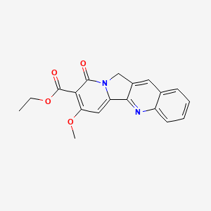molecular formula C19H16N2O4 B12902409 Ethyl 7-methoxy-9-oxo-9,11-dihydroindolizino(1,2-b)quinoline-8-carboxylate CAS No. 32889-94-4